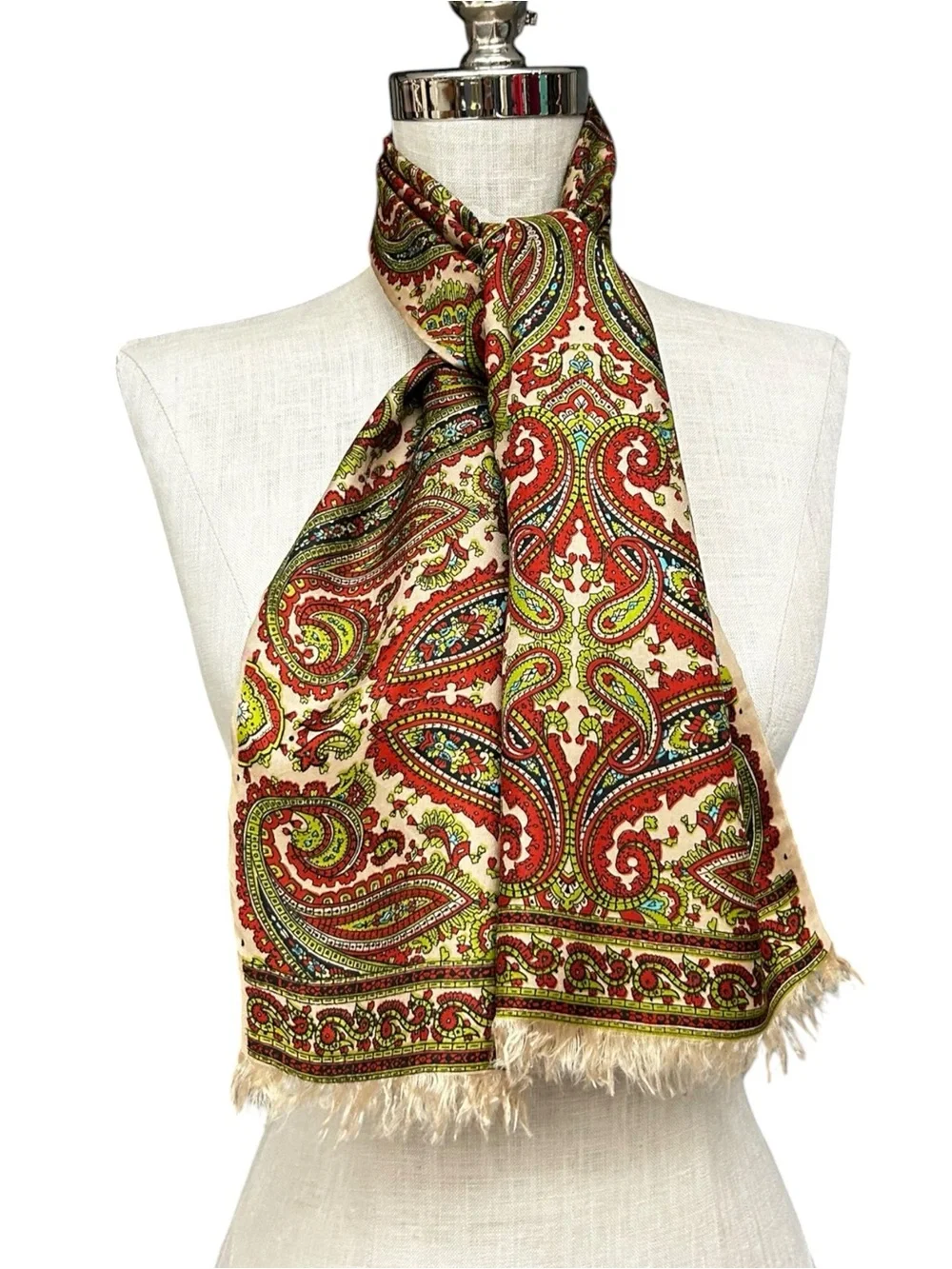 Vintage Glentex Silk Wool Paisley Scarf Made in Japan, 60s Mod Paisley Scarf